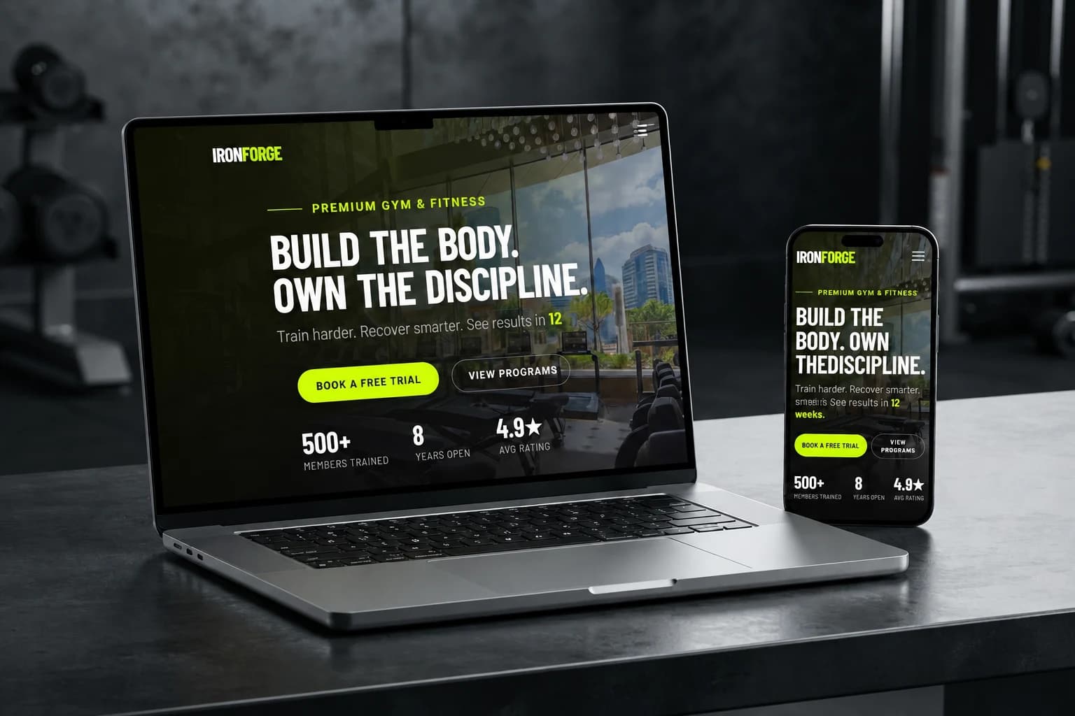 IronForge responsive website preview