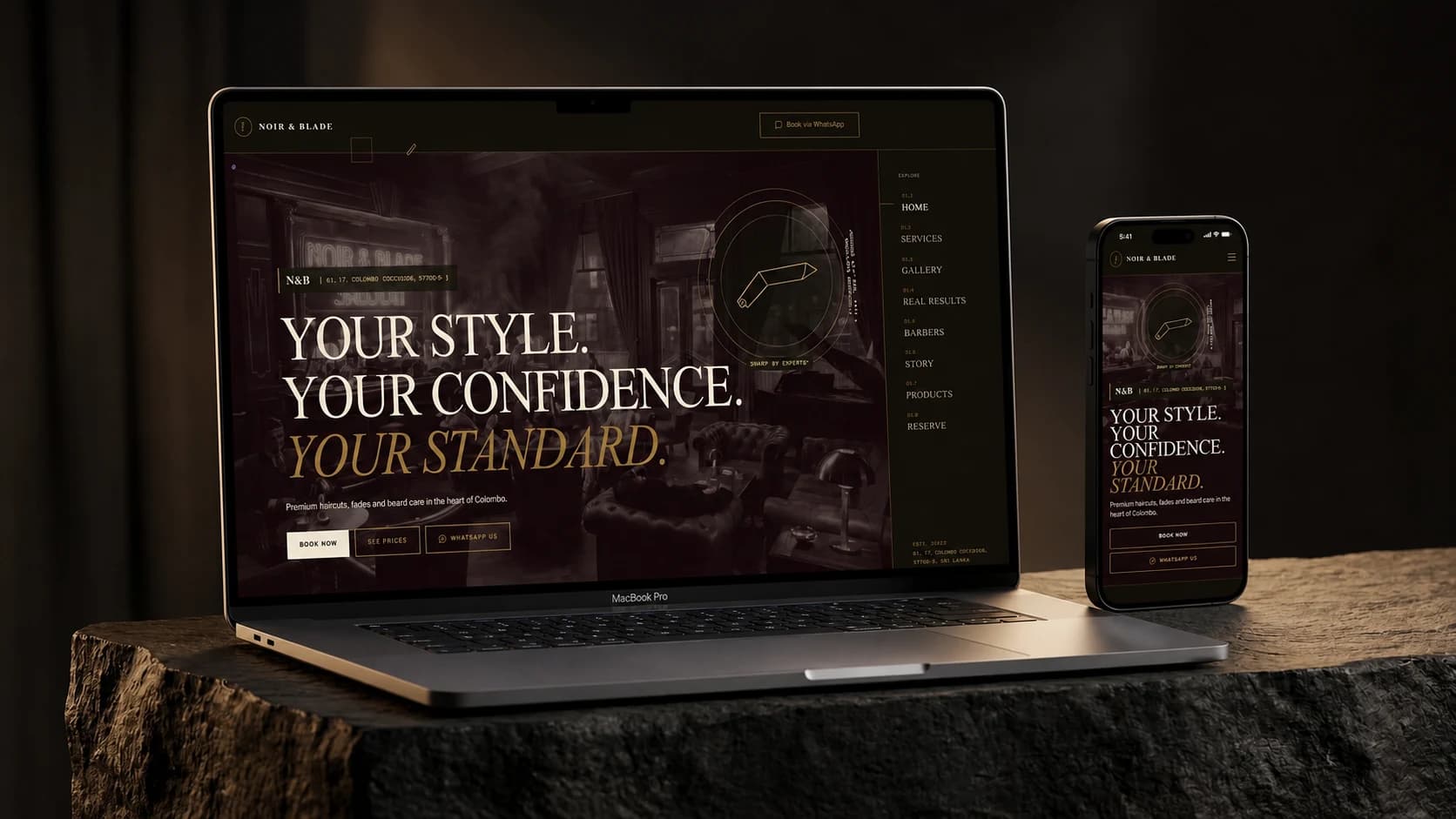 Noir & Blade responsive website preview