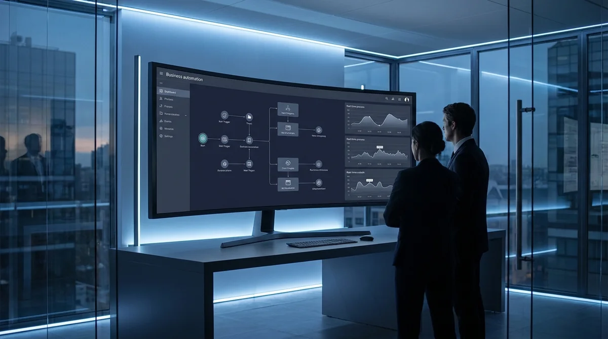 Business automation dashboard on a modern workspace
